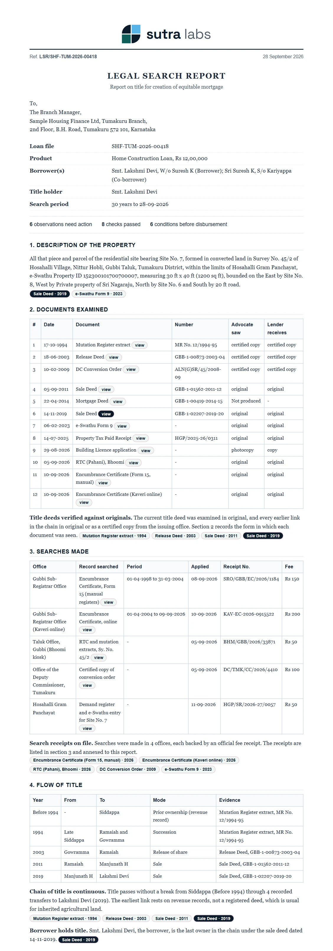 Legal Search Report screenshot